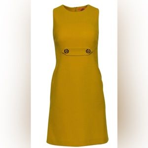 **FALL TREND** Tory Burch Mustard Yellow Dress with Gold Buckles Size 4